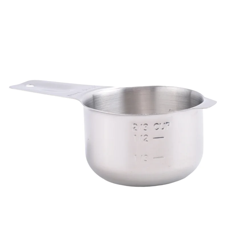 Measuring Cups Set Of 7 With 1/8 Cup Coffee Scoop,Stainless Steel Metal Measuring Cup, 7 Piece Stackable Set With Spout