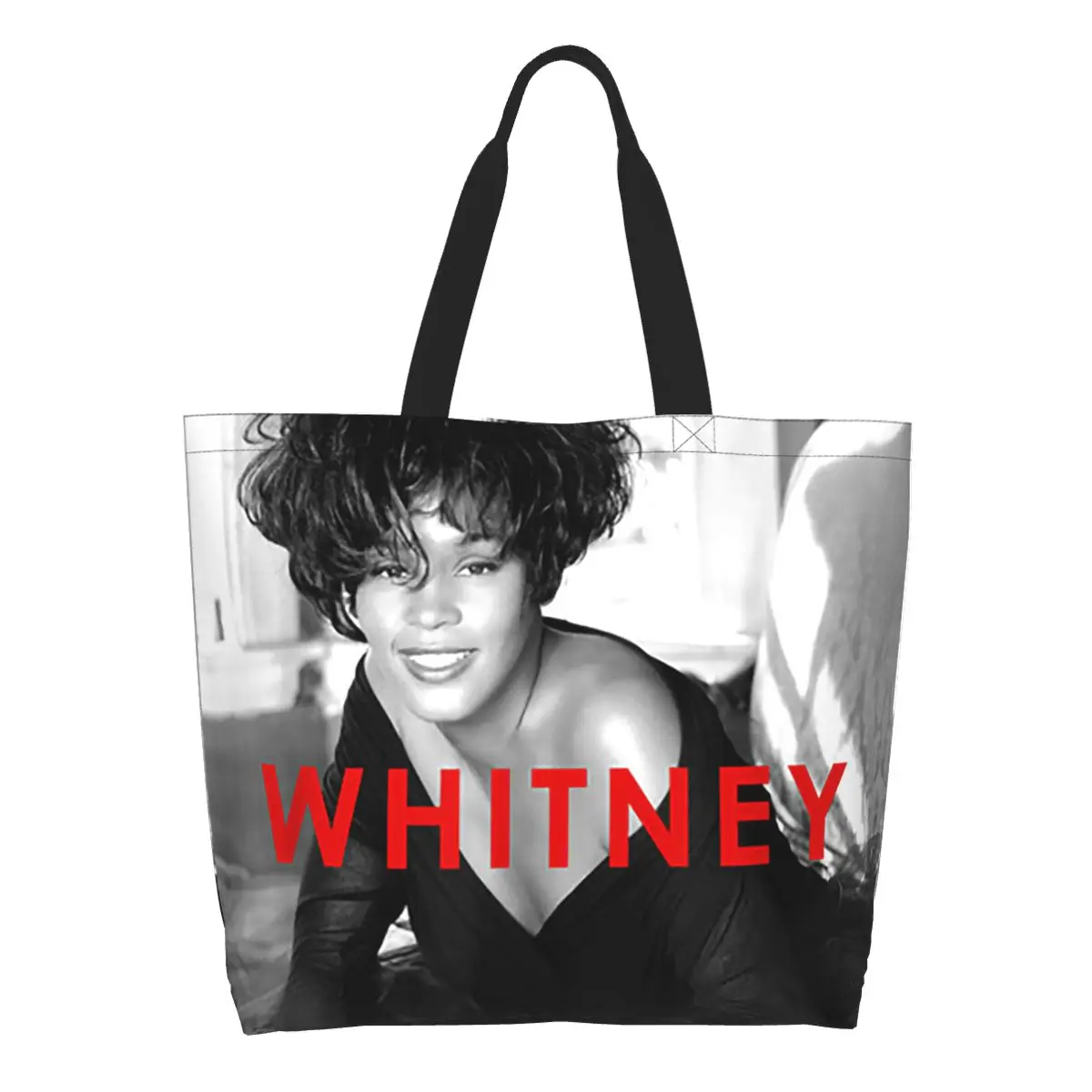 Vintage Whitney Houston Inspired Shopping Tote Bag Canvas Large Capacity Shoulder Bags Shopper Grocery Handbag for Women
