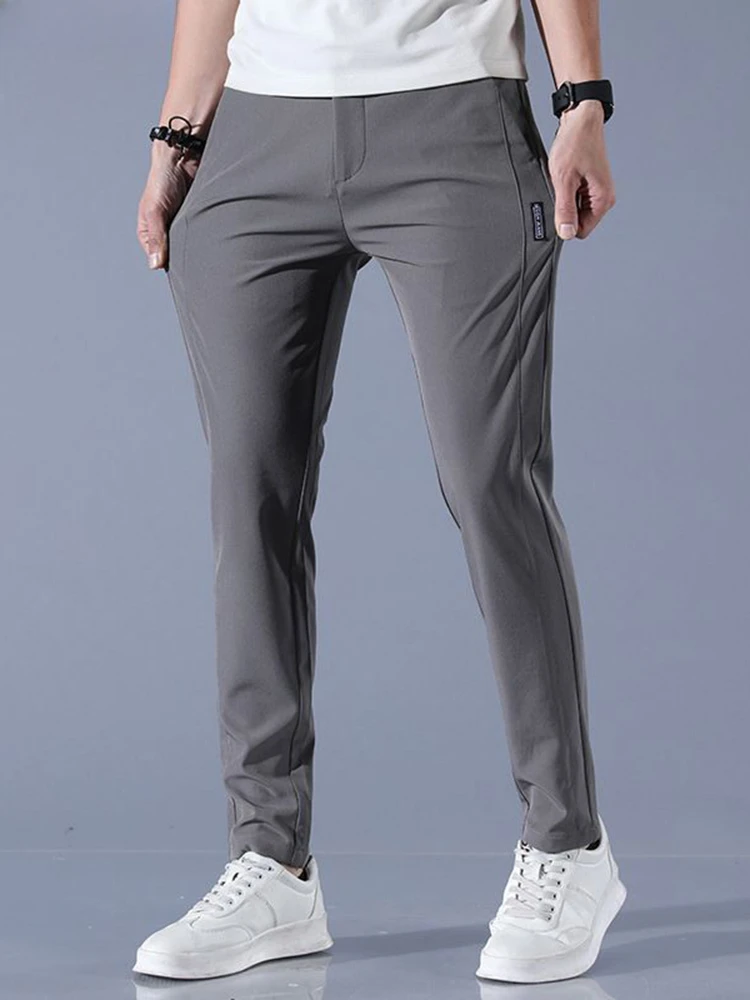 Pants Men 2023 Summer Ice Silk Casual Pants Men Straight Loose Elastic Thin Style Quick Dry Youth Sports Breathable Pants