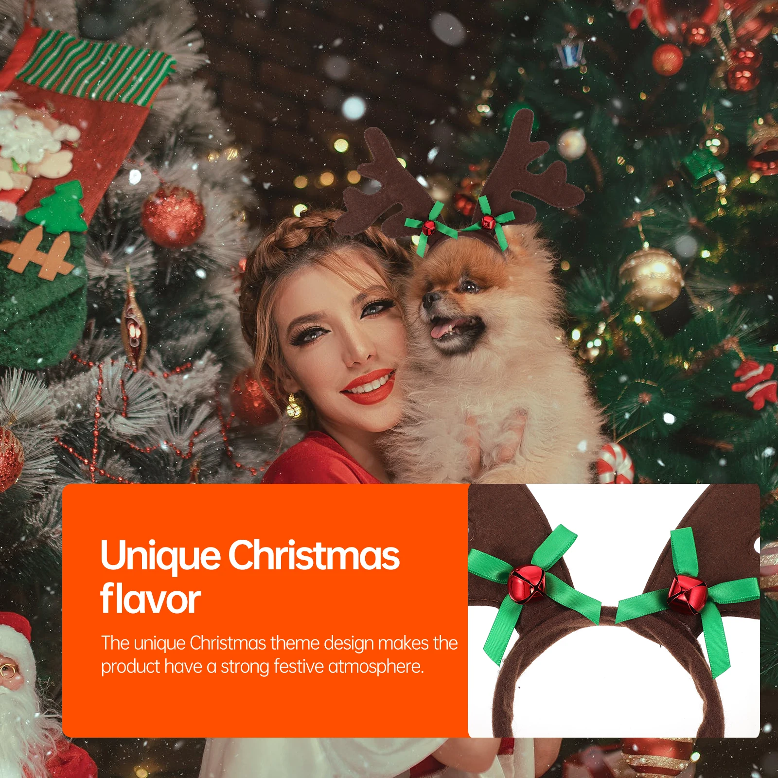 

2 Pcs Pet Headgear Headband Christmas Headdress Dog Xmas Decor Cat Hair Hoop Puppy Headbands