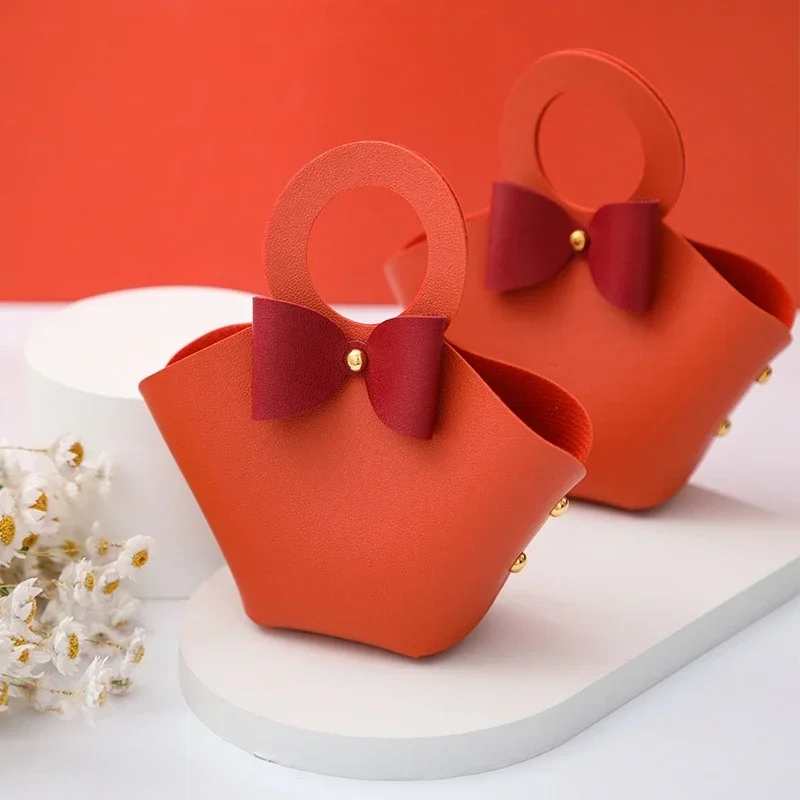 20PCS Leder Geschenk Taschen Bogen Band Verpackung Tasche Hochzeit Gunsten Verteiler Taschen Weihnachten Süßigkeiten Verpackung Box Mini Handtasche – Detail 23