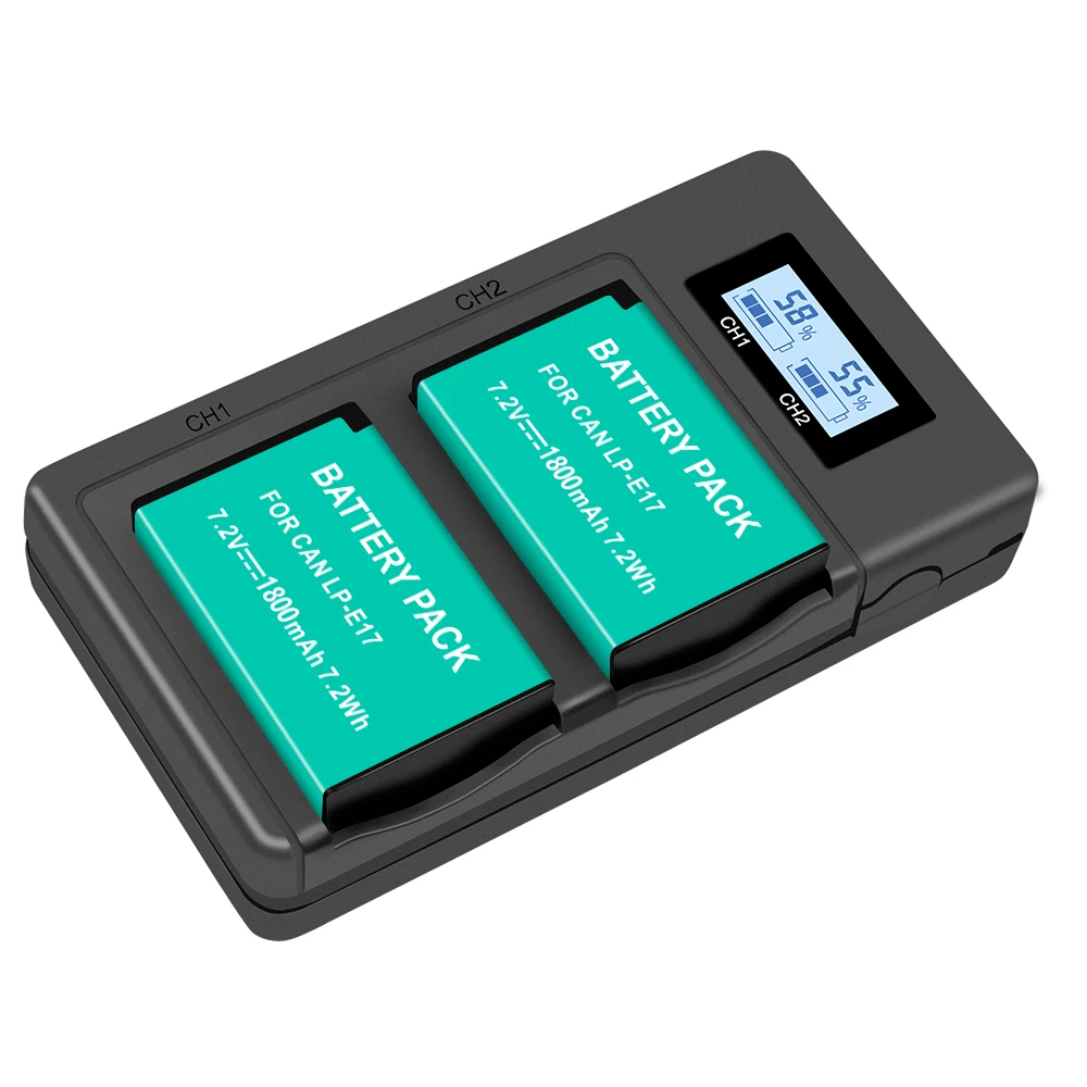 LPE17 LP E17 LP-E17 E17 Battery+LCD USB Dual Charger for Canon EOS 200D M3 M6 750D 760D T6i T6s 800D 8000D 77D Kiss X8i Cameras