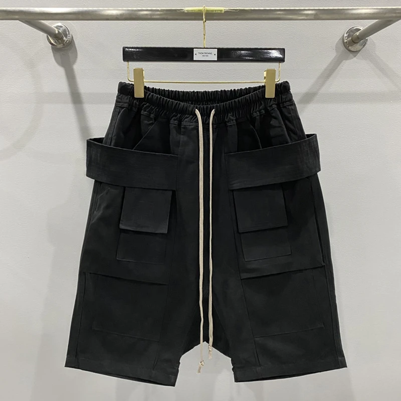 

2025SS R0 High Street Solid Color Workwear Multi-Pocket Black Shorts Tiki Men's Clothing Jorts Short Pants Y2k Running Women's