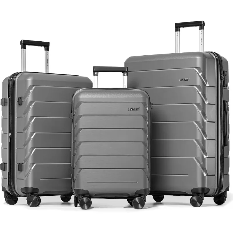 

F Expandable Luggage Sets 3 Piece With TSA Lock,Luggage Set PP Material Travel Suitcase Set With Spinner Wheels