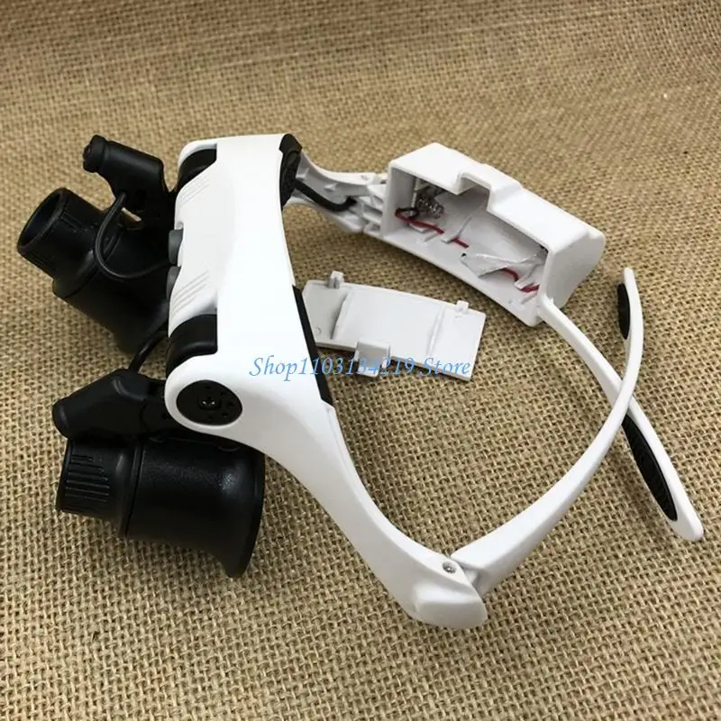 N5KC LED Illuminated Double Eye Jeweler Watch Repair Glasses Loupe Gift