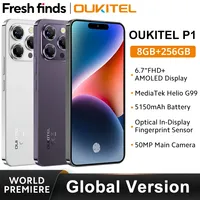 OUKITEL P1 Smartphone Global Version 6.7'' AMOLED Display 8GB RAM 256GB ROM MTK Helio G99 Octa Core 50MP Rear Camera 5150mAh NFC