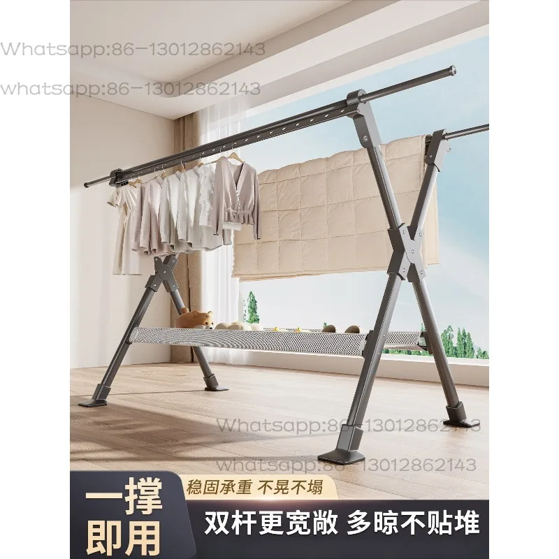 

Household floor drying rack balcony indoor and outdoor folding telescopic drying quilt hanging clothes artifact