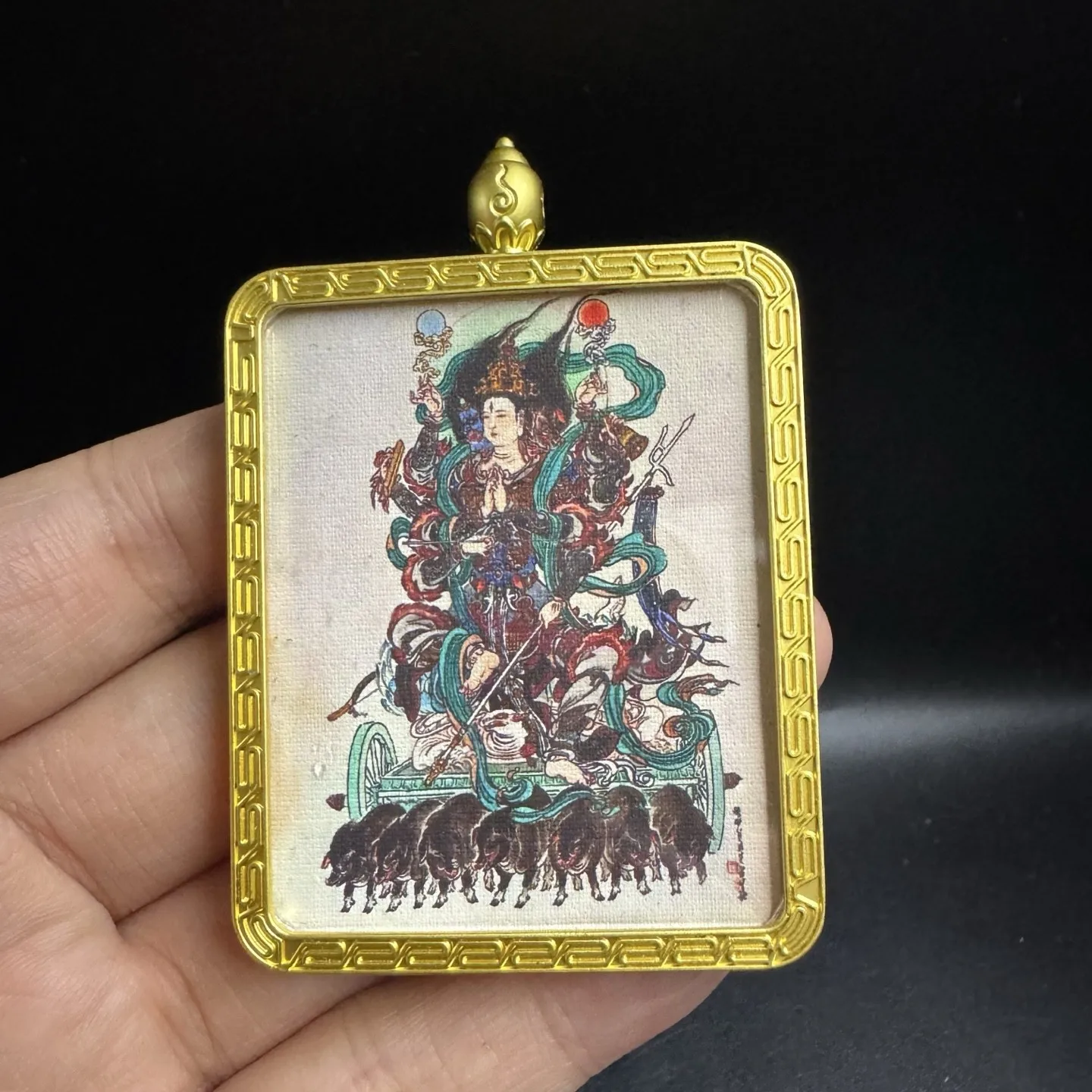 Tibetan Marichi Thangka Pendant Goddess of Light Buddhist Protector Deity Amulet