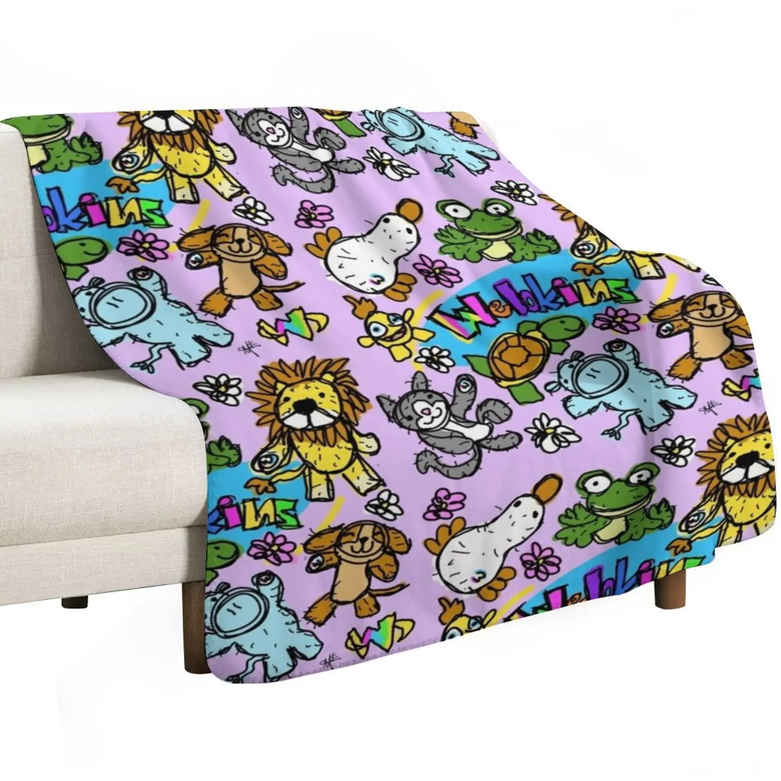 Cute and Sweet and Fun Webkinz Scribble Pals Throw Blanket Beach Plush Heavy Bed linens Luxury Designer Kid'S Blankets