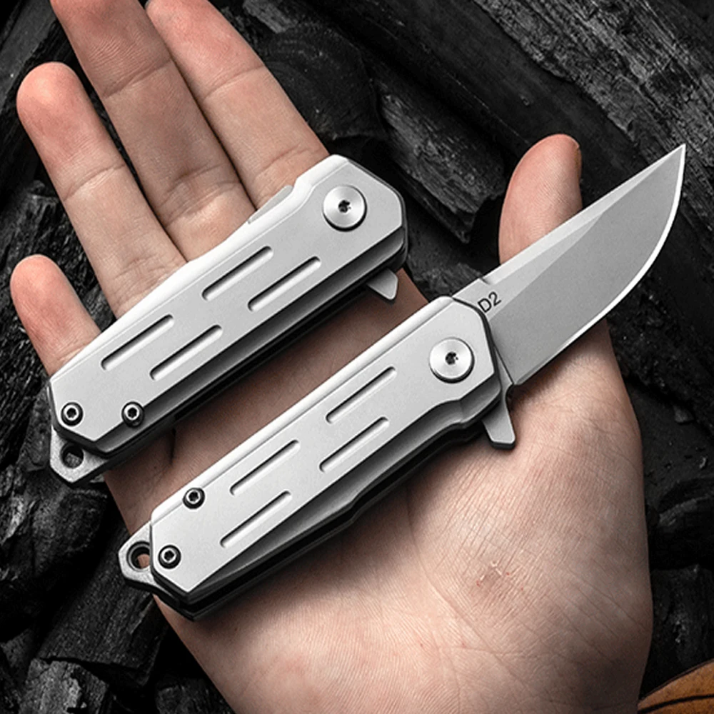 Non-slip D2 Folding Knife Mini Knife for Men EDC Survival Gadgets Keychain Portable Utility Pocket Knife Camping Equipment