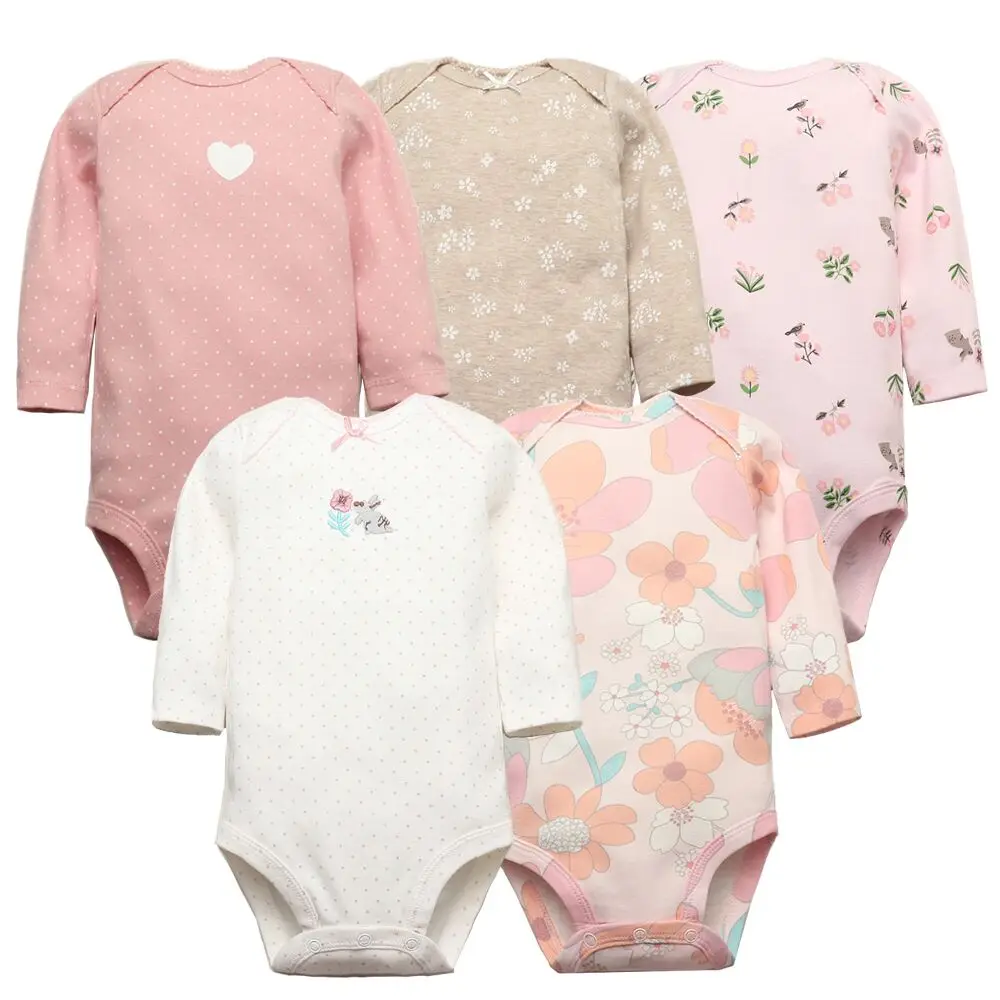 3/4/5PCS Baby Boys Girls Bodysuits Long Sleeve Stripe 100% Cotton Baby Clothes 0-24 Month Newborn Body Bebe Jumpsuit Clothing