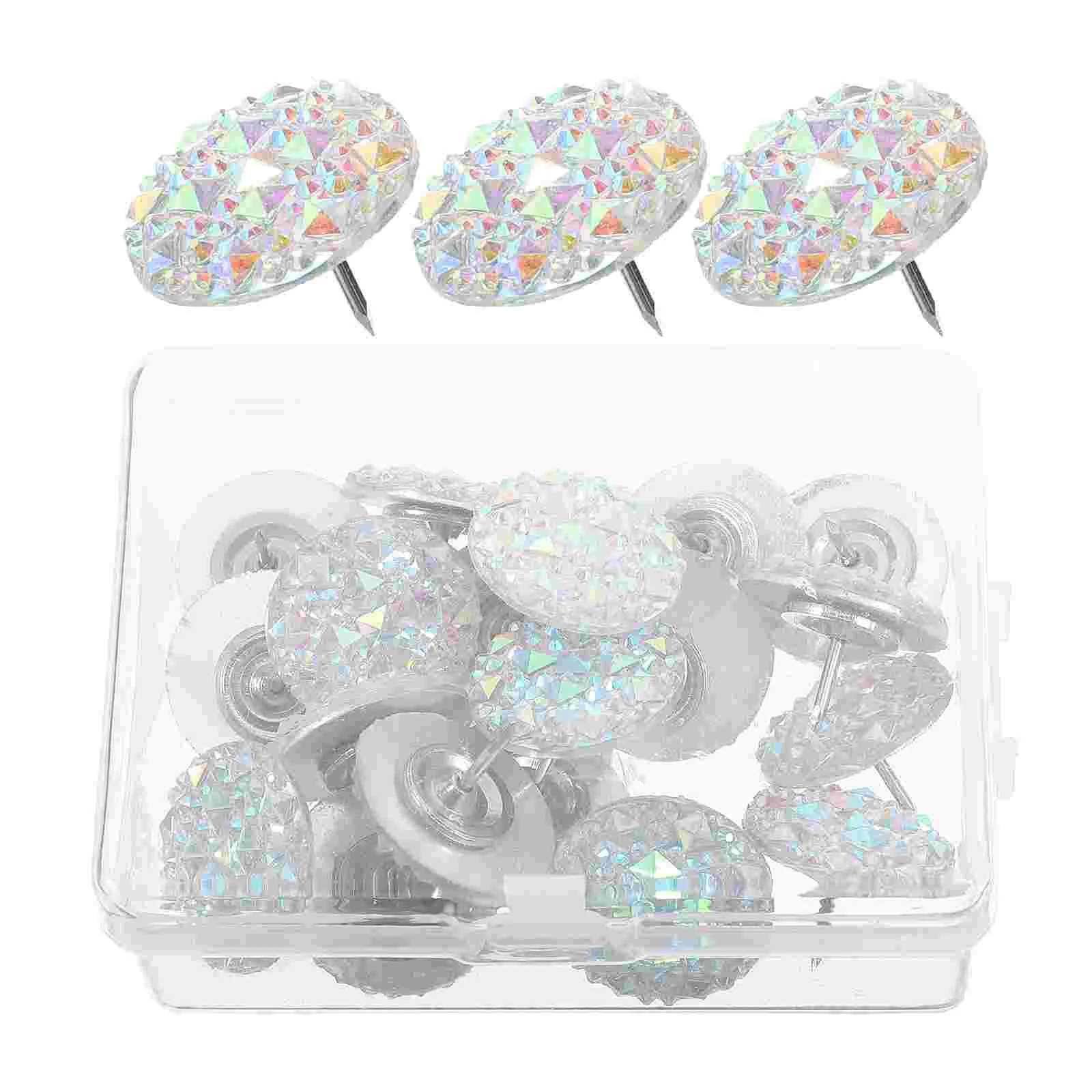 20 Pcs Resin Rhinestone Thumbtacks Rhinestones for Nails Photo Push Pins Poster Supply Accessory Pushpins Decorative Office