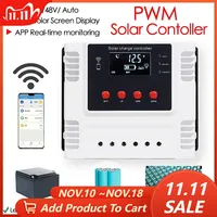 PWM Solar Controller 10/20/40A/50A/60A Wifi APP Real-time Data Monitoring LCD Display 12V/24V/48V Auto Solar Charge Controller