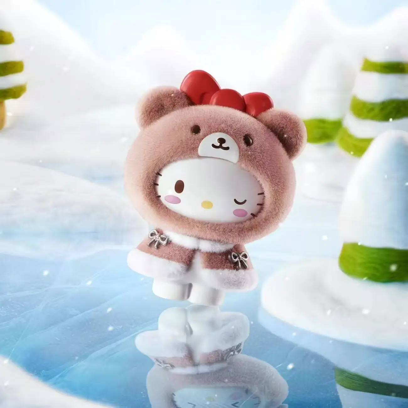 Натуральная глухая коробка Sanrio Little Cape Series, милый флокированный кулон, настольное украшение, модные коллекционные фигурки, подарок для девочек