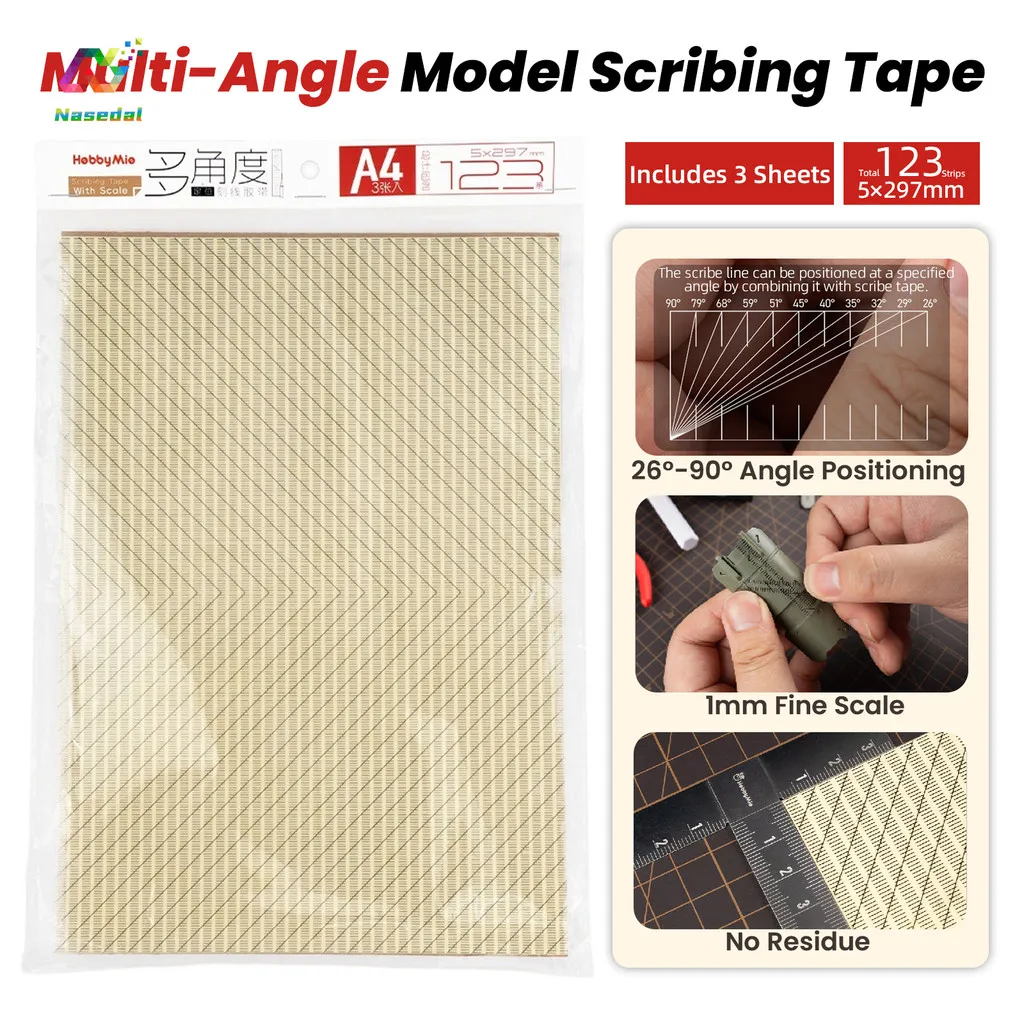 HOBBYMIO Scribing Guide Hard Edge Masking Tape Multi-Angle Positioning with Scale for Gundam GK Model Kit Detail Craft Building