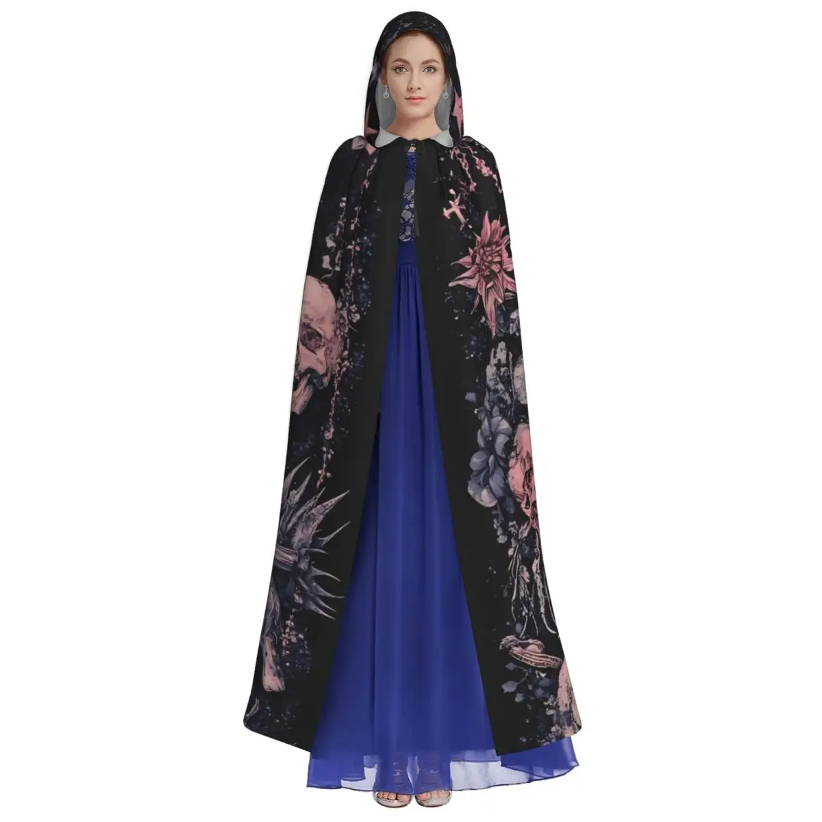 Halloween Gothcore Unique Cosplay Cloak Witchy Cross Hooded Cape for Women Men