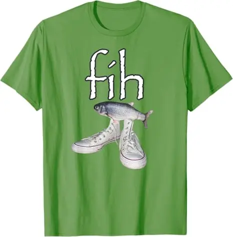 Fih أحذية الأسماك مضحك Misspelled الفكاهة تي شيرت صياد Fih دعوة Y2k تصميم الجرافيك الزي الرجال الموضة قائلا المحملة الجدة #4