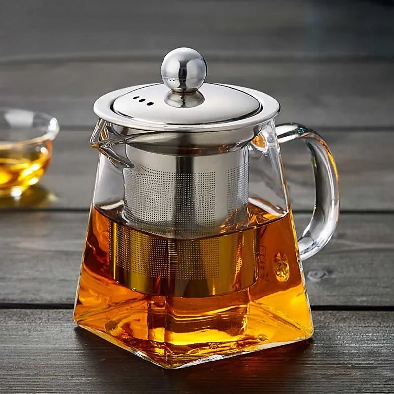 Heat Resistant Glass Teapot With Stainless Steel Tea Infuser Filter Flower Tea Kettle Kung Fu Tea Set  Puer Oolong Teapot