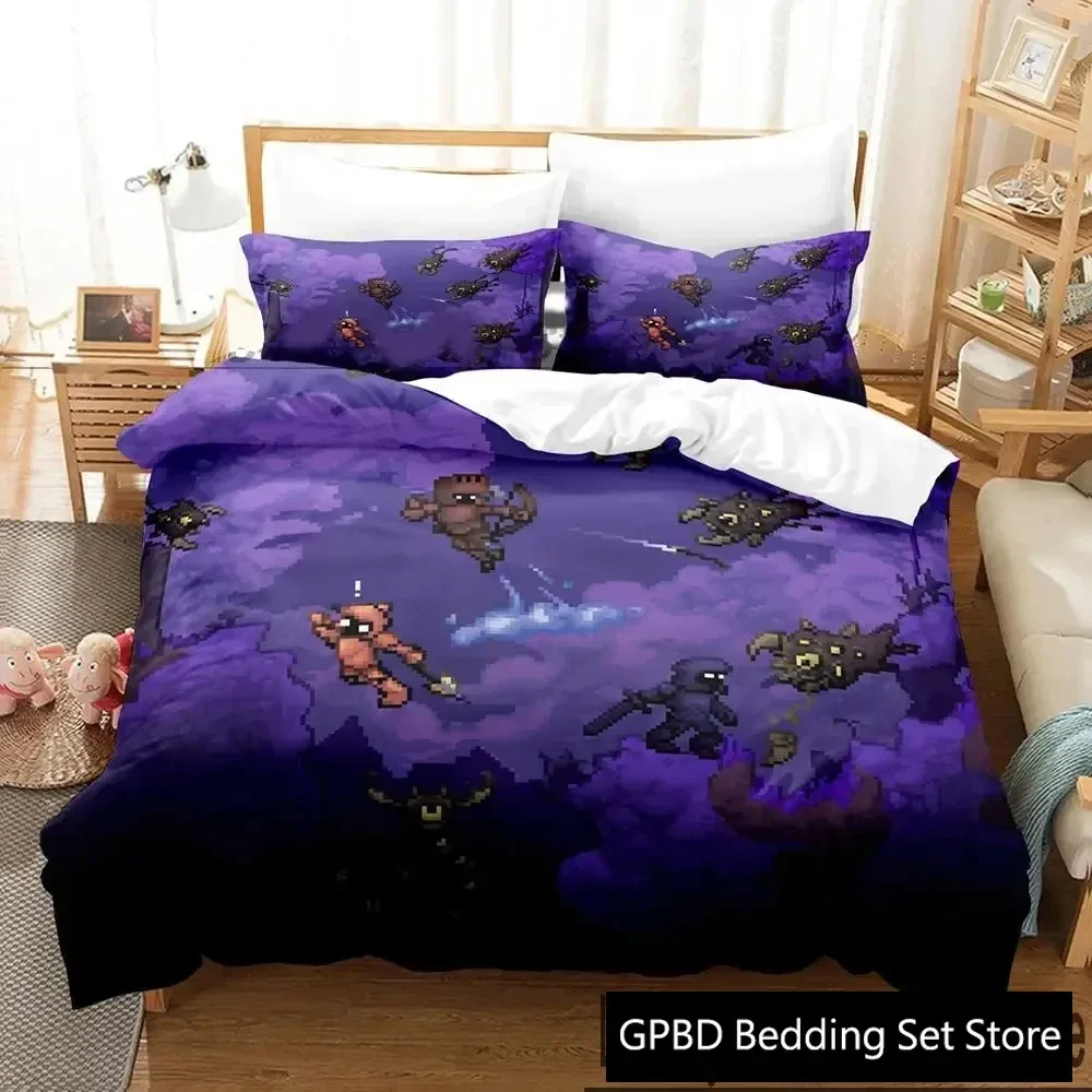 3D Print Terraria Bedding Set Boys Girls Twin Queen King Size Duvet Cover Pillowcase Bed boys Adult Home Textileextile