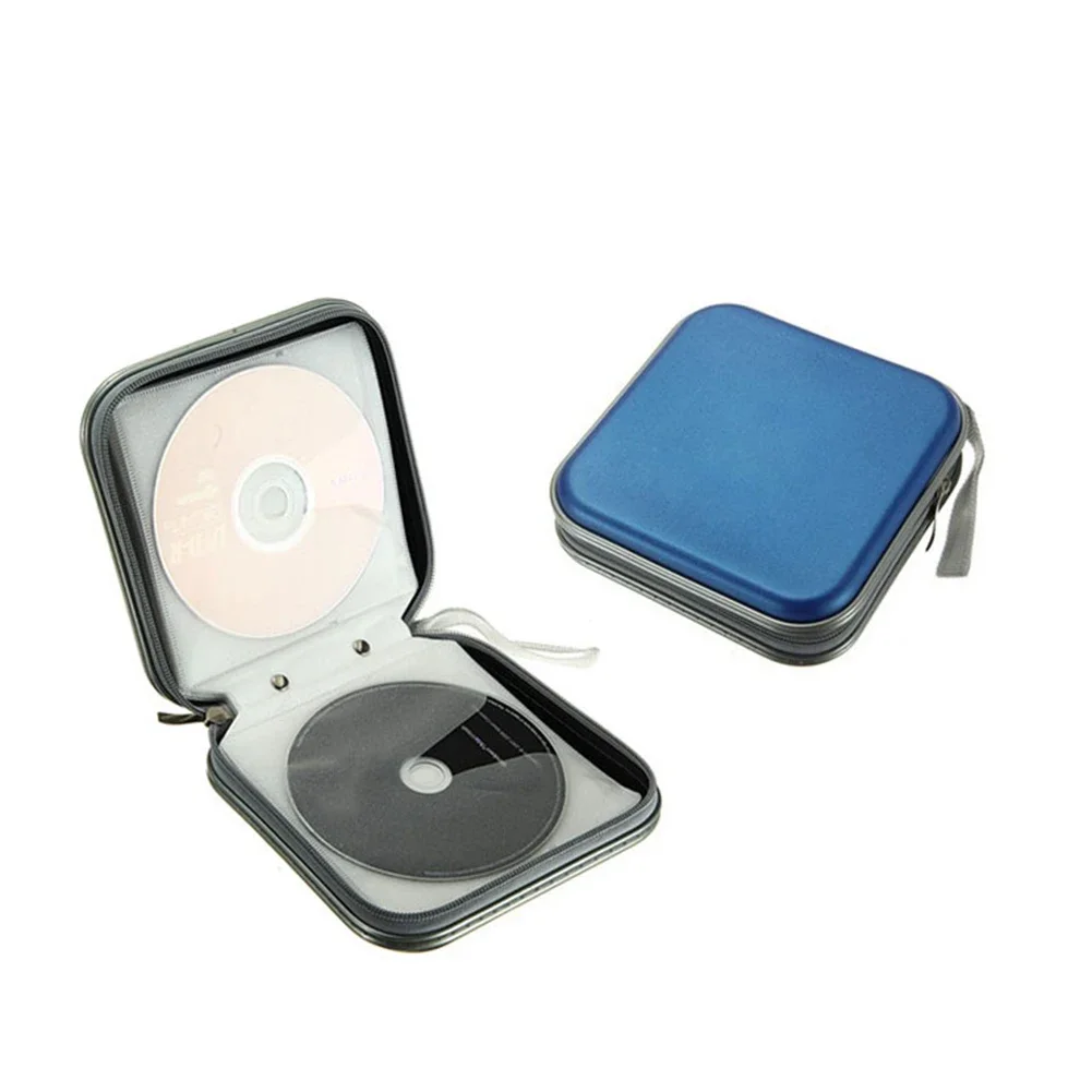 Portable CD DVD Case 40 Capacity EVA Storage Bag Round Holder with Zipper for Home Car CD Box Bags Accessories