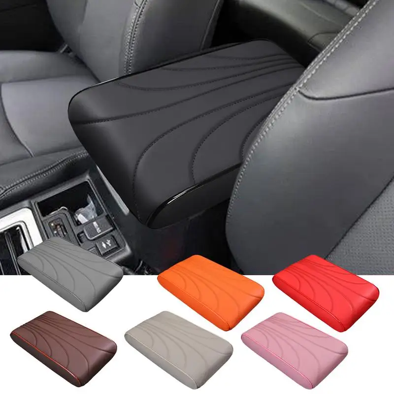 Wavee Embroider Leather Car Armrest Mat Center Console Arm Rest Protection Cushion Auto Armrests Storage Box Cover Pad For Cars