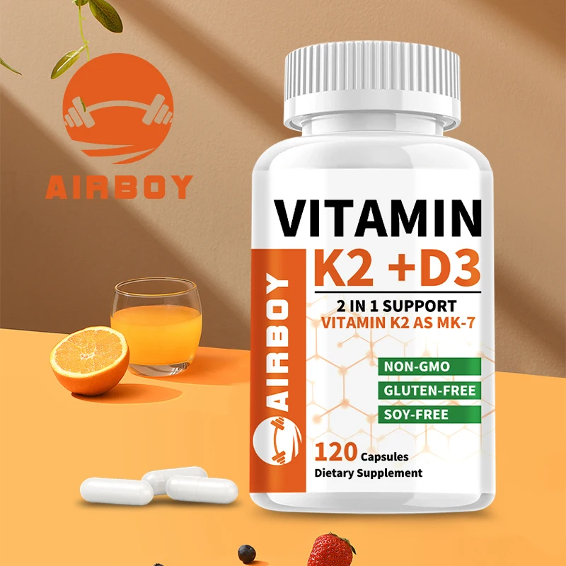 

Vitamin D3+K2 Capsules - Promotes Calcium Absorption, Strengthens Bones, Heart Health, Immune Support, Improves Sleep Health