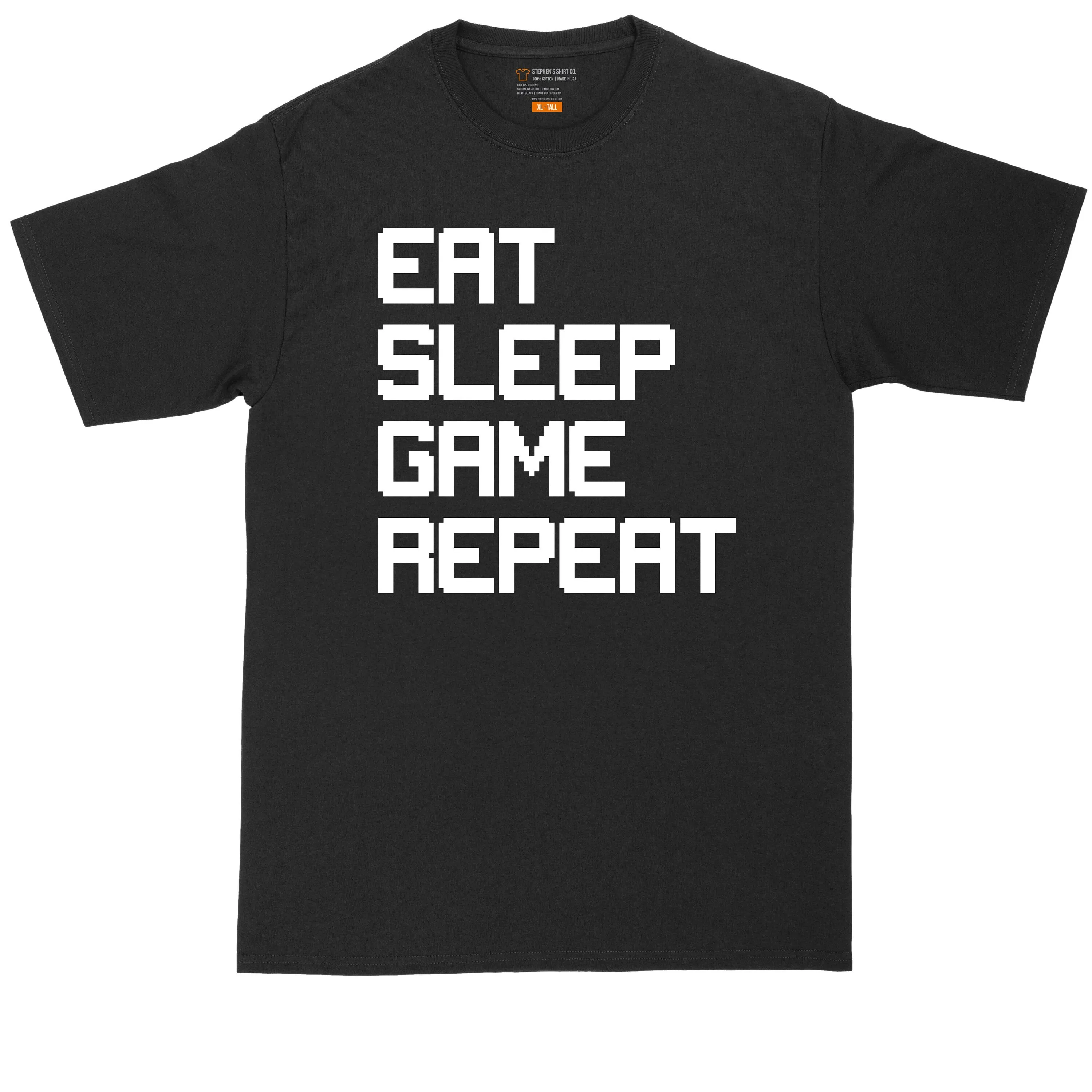 Big And Tall Men Eat Sleep Game Repeat Gamer T Shirt For Guys Play Video Games Nap