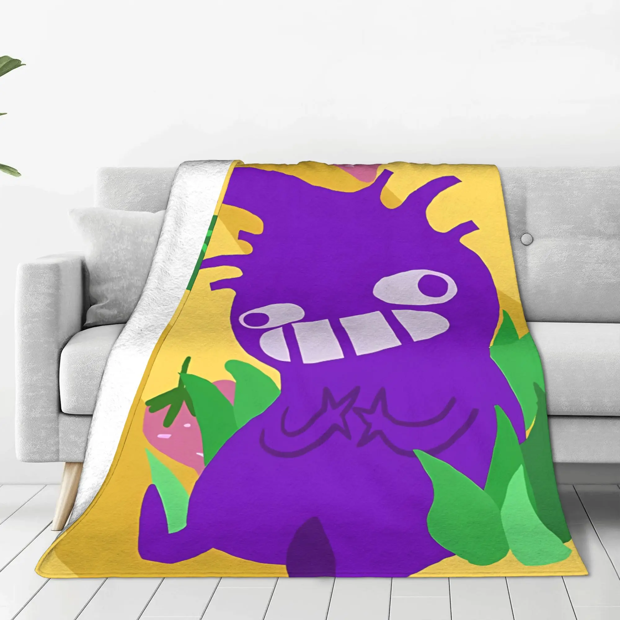 1PC Home Cute Room Decor Purple Blanket Throw Blanket Pikmin Novelty Warm Blanket All Season