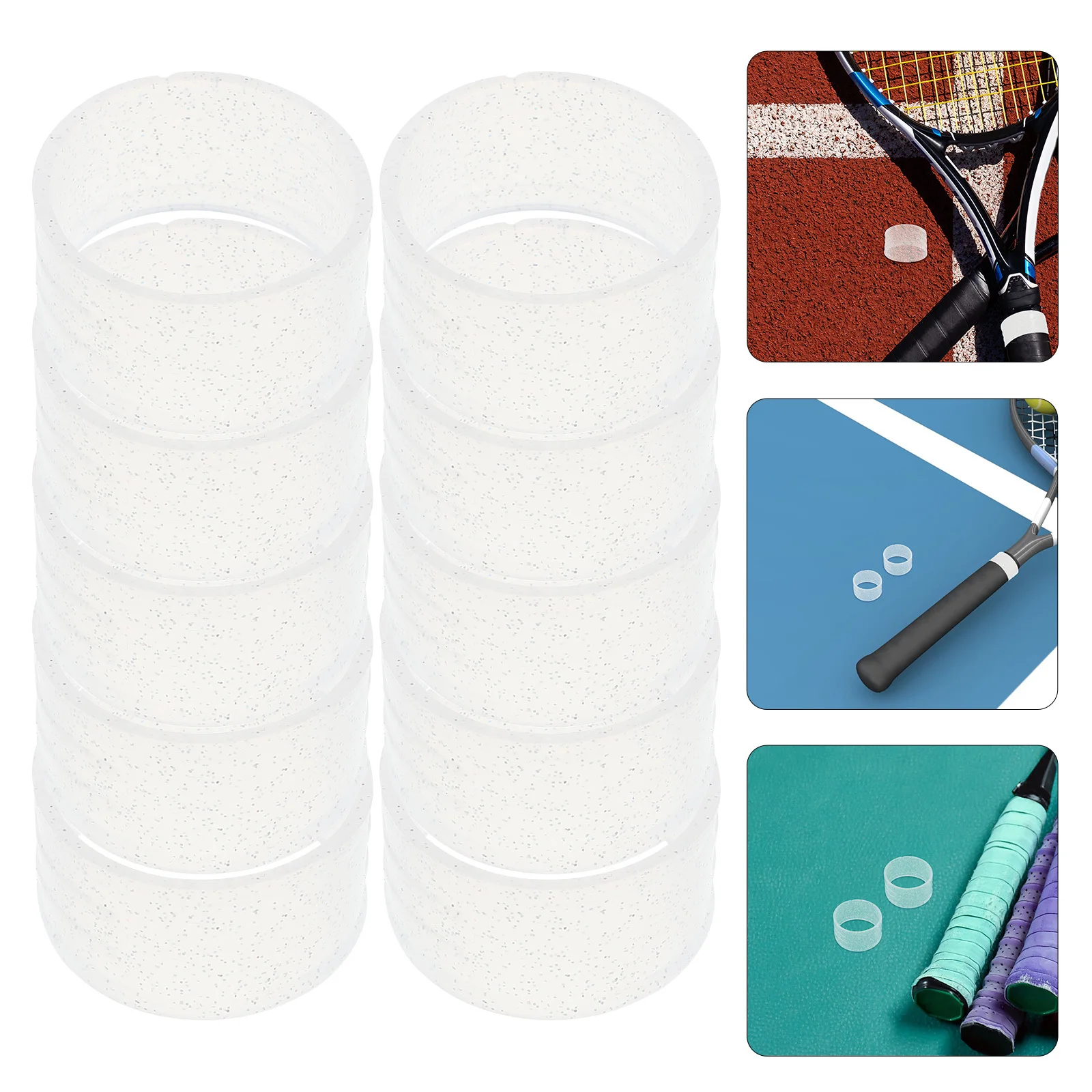 

10pcs Tennis Racket Rings Silicone Sparkling Sweat-Absorbing Non-Skid Grip Bands All Weather Racket Accessories