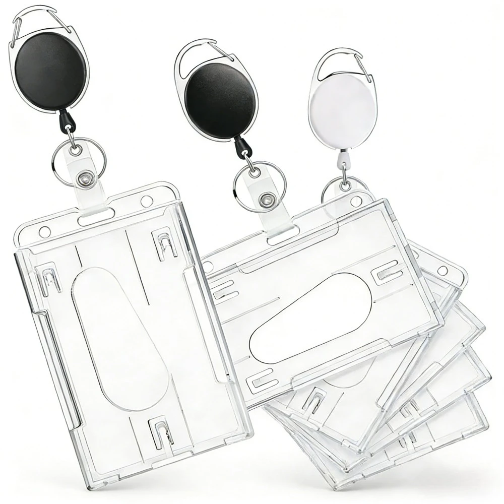 

Прозрачный чехол-держатель для пропуска/карты/бейджа с выдвижным креплением для бейджа, для рабочего удостоверения, выставочного пропуска