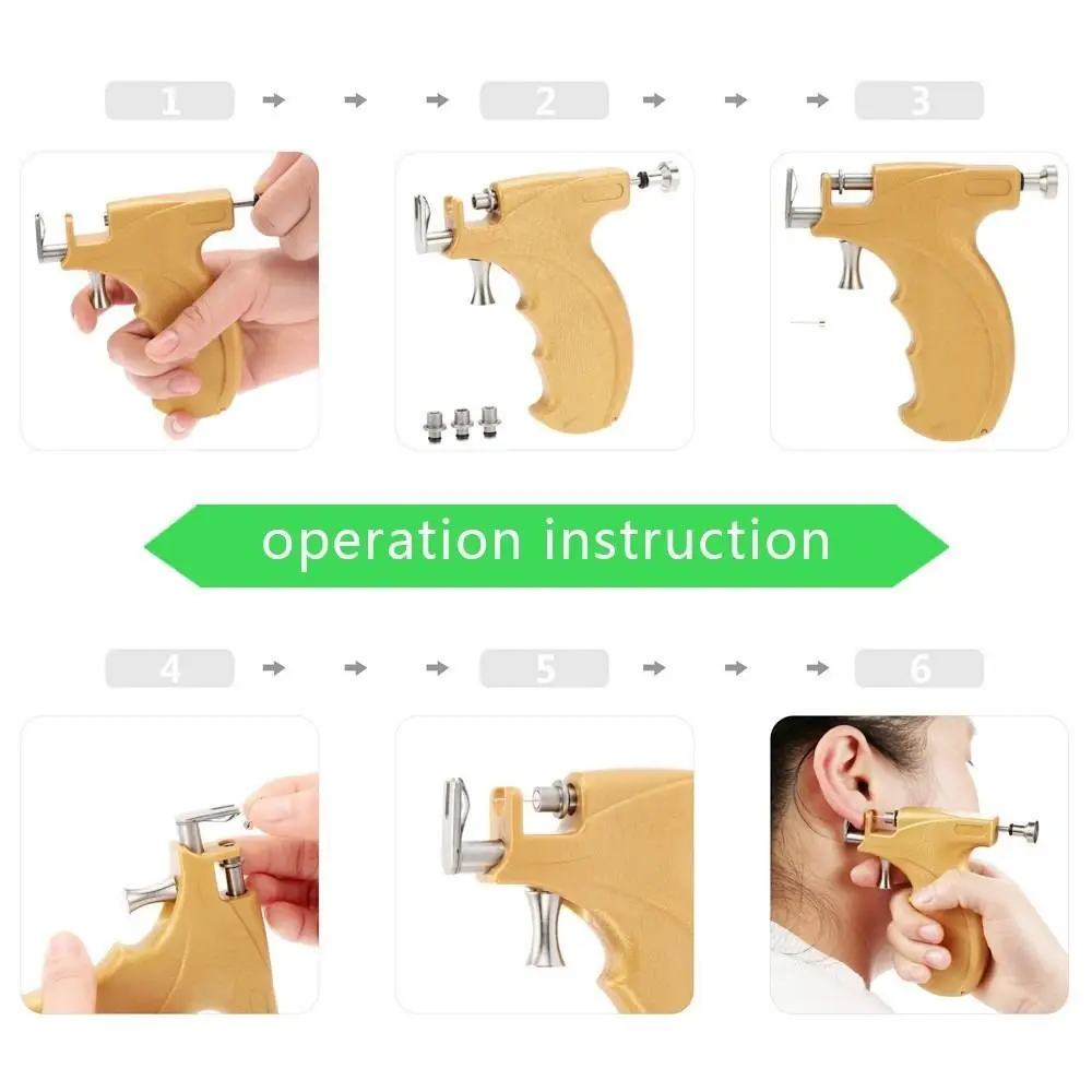 3mm/4mm TOP Ear Piercing Tool Kit Stainless Steel Stars Rhinestone Stud Earrings Minimalist Rhinestone Inlay Ear Piercing Tool