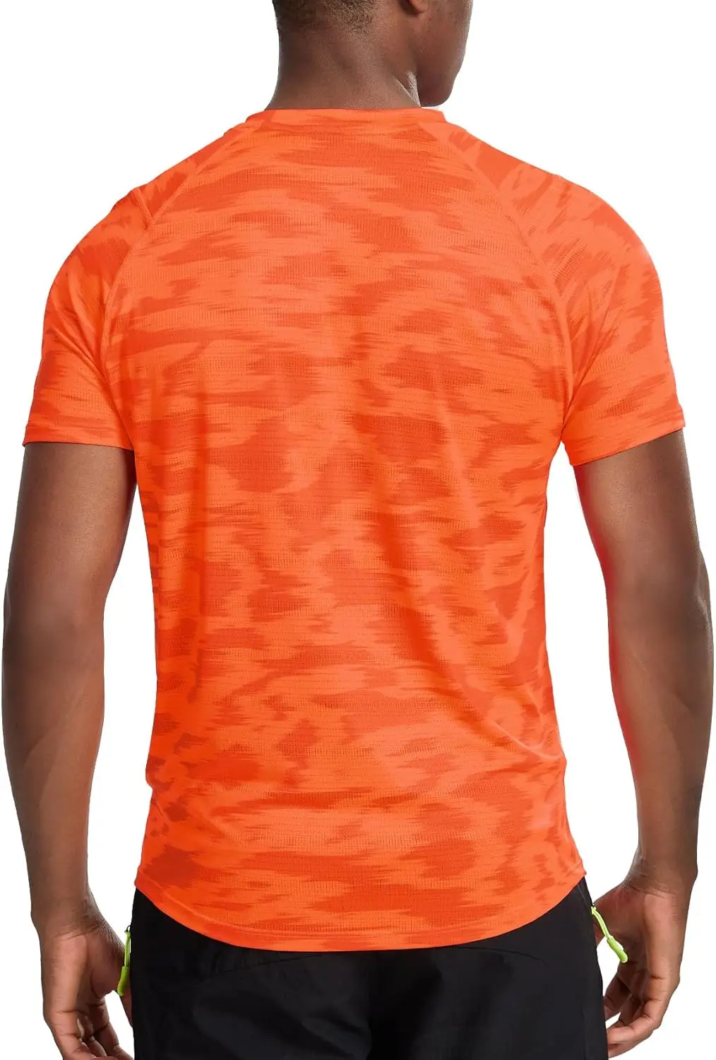 Men Orange Camo Sports T-Shirt Quick Dry High Elastic Raglan Short Sleeve Running Fitness Athletic Top image 5
