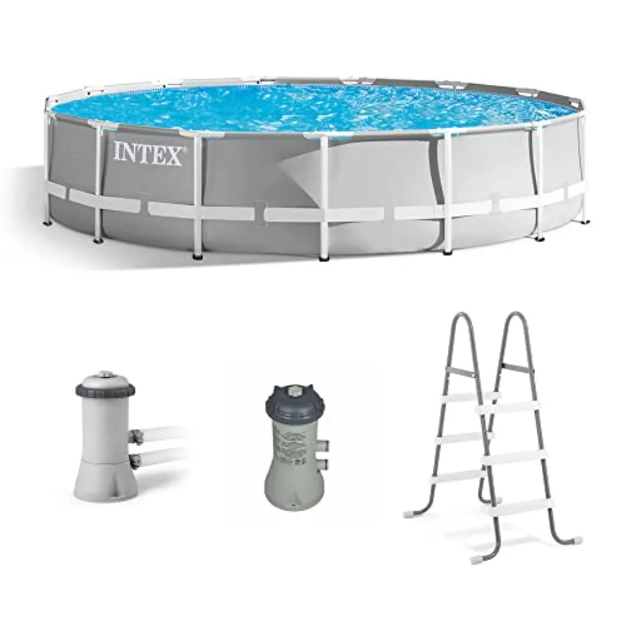 

Above ground swimming pool set with prism frame, 15 x 42, steel construction, blue color, includes filter pump and easy-install