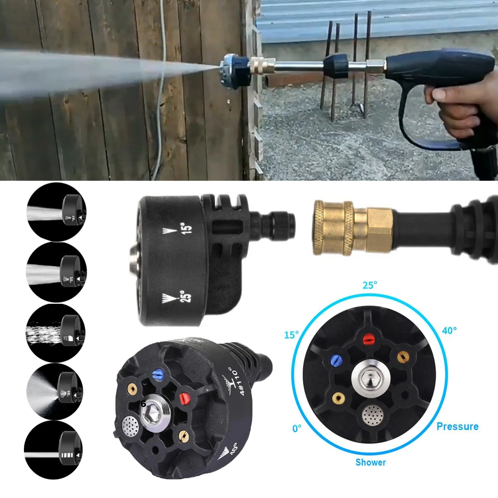 6 in 1 Quick Connect Water Gun Nozzle Multifunctional Car Wash Agricultural Spraying High-pressure Water Gun Parts Hoses Adapter