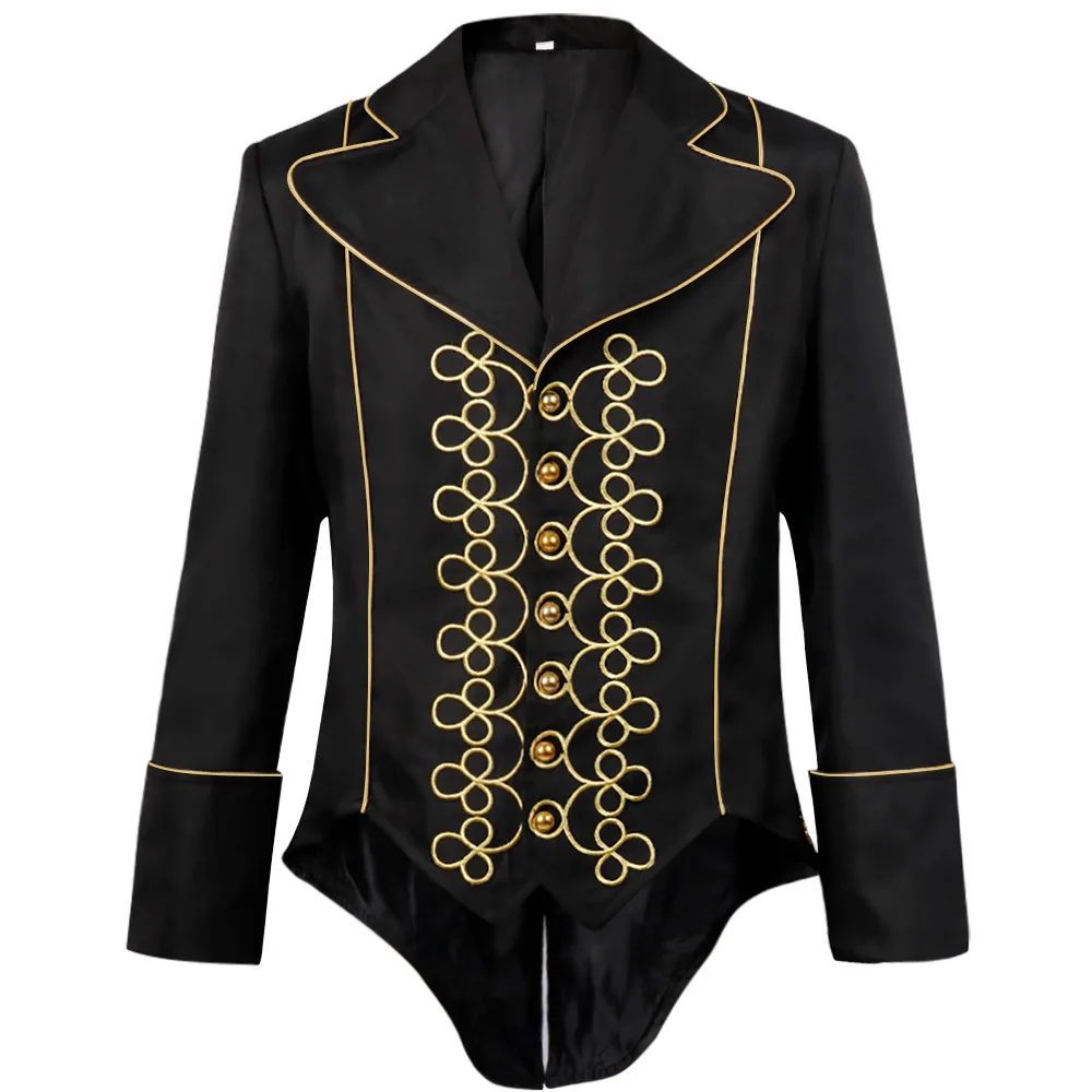 

New Men's Medieval Retro Short Gilt-Edged Embroidered Court Tuxedo