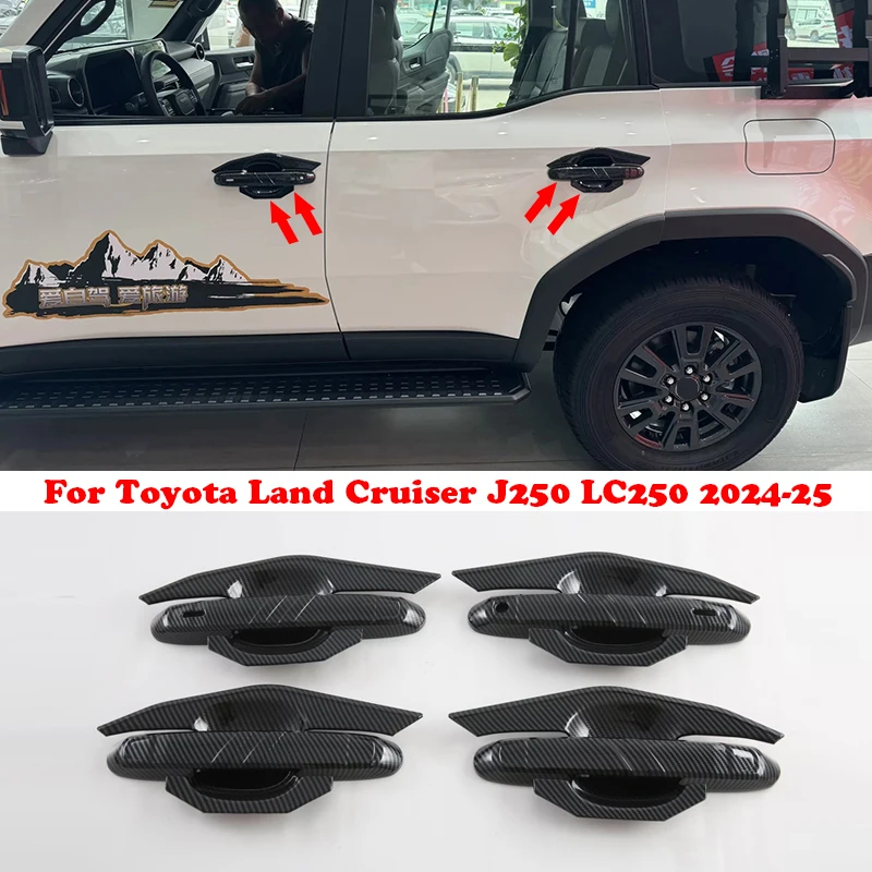 

For Toyota Land Cruiser Prado J250 LC250 2024-2025 Door Handle Bowl Cover Chrome Black Carbon Fiber Look Car Styling Accessories