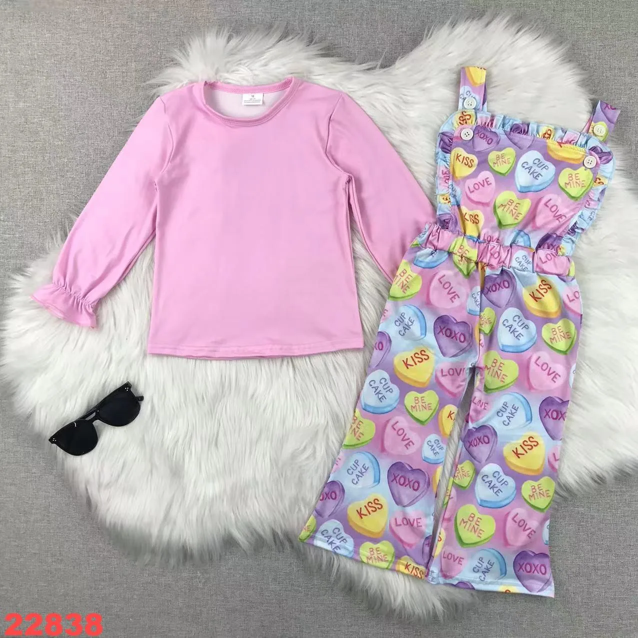 XOXO Valentine's day  Girl Baby Sets Tops and Pants Flared Pants Romantic Kids Clothes Childrens Clothing