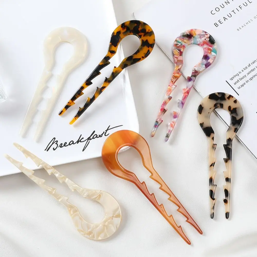 Fashion Design Hair Fork Tortoiseshell Acetate Hair Sticks U-Shaped Headwear Accessories Hair Styling Tools Women Girls