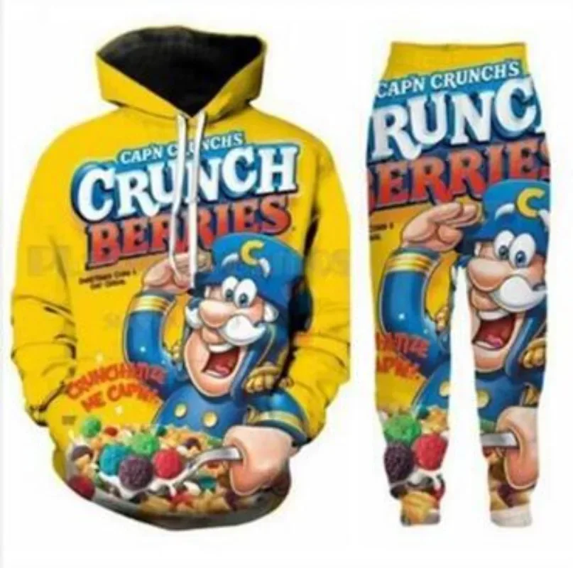 New Men/Womens Food Crunch berries Funny 3D Print Fashion Tracksuits Crewneck hoodie Joggers Pants + Hoodies TZ07