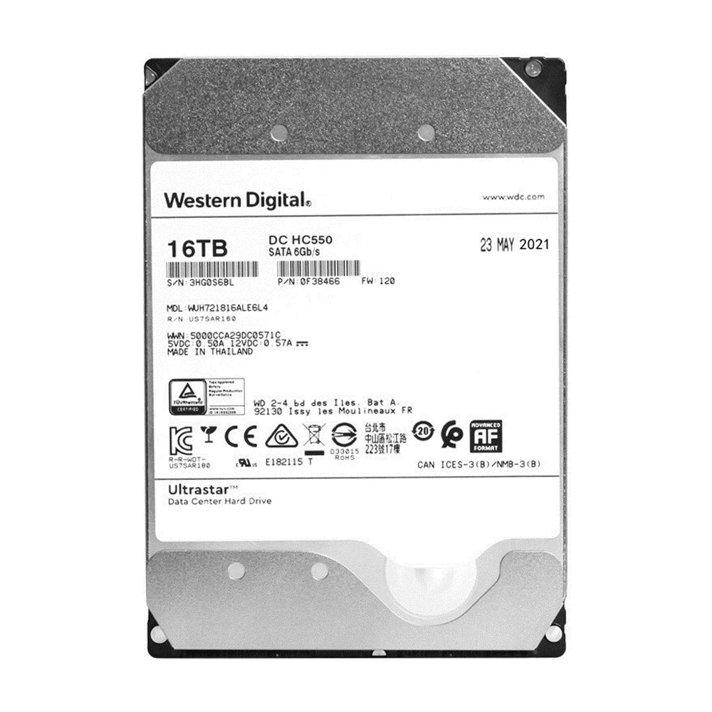 DC HC550 16TB 3.5 HDD SATA 7200RPM SATA 6Gb/s 512M Helium Sealed Enterprise 3.5" Hard Drive （WUH721816ALE6L4）