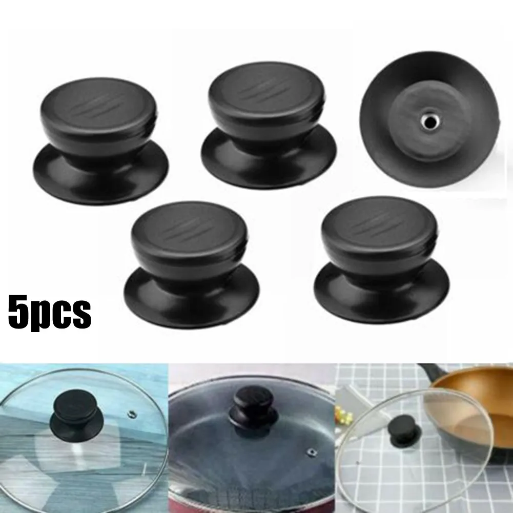 5Pcs Kitchen Cooking Pot Pan Lids Knob Lifting Handle Black Replacement Knob Lifting Handle Cover Pan Lid Handle Kitchen Access
