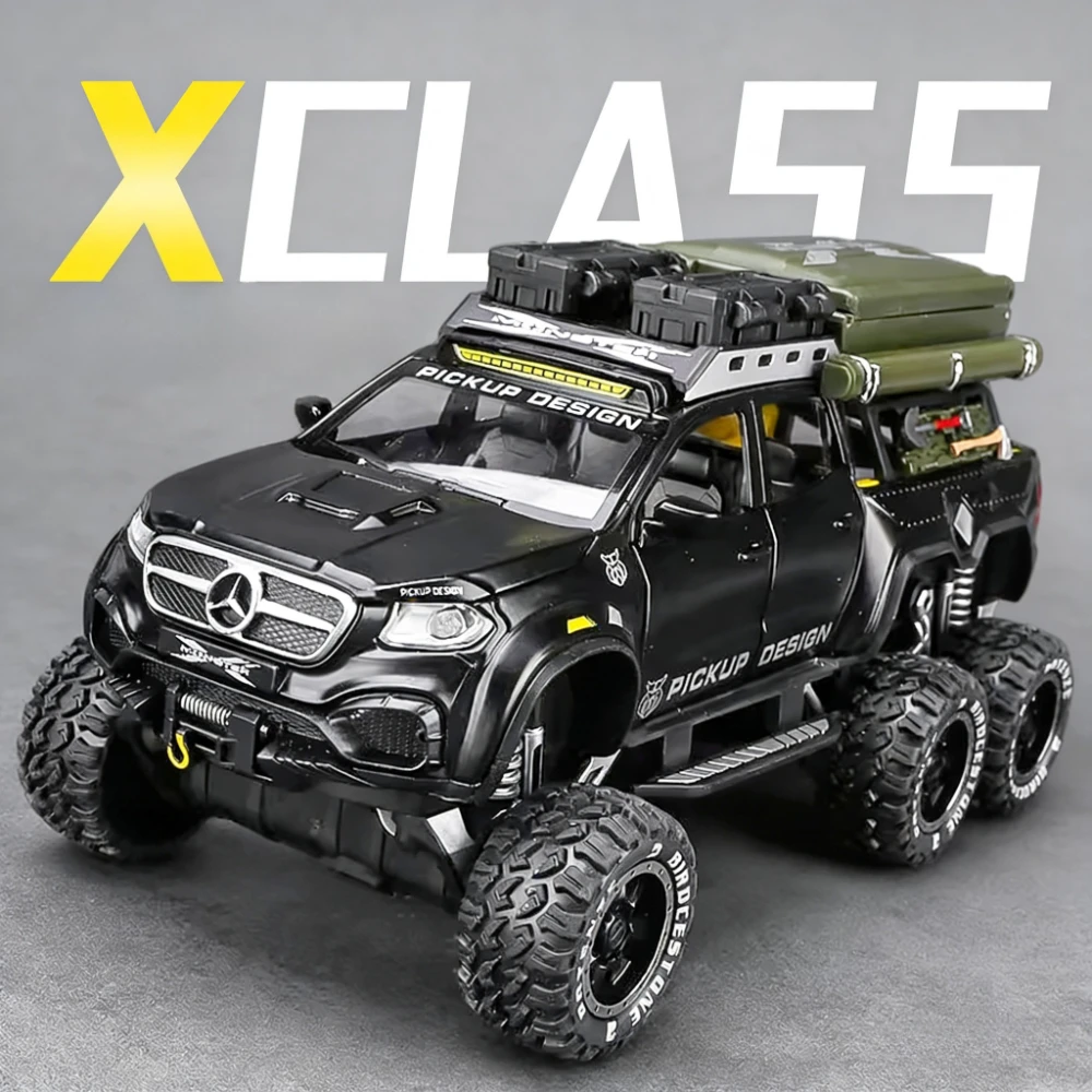 1:28 X-CLASS 모델 장난감 캠핑카 합금 다이캐스트 사운드 라이트 도어 오픈 풀백 미니어처 오프로드 차량 어린이 교육용