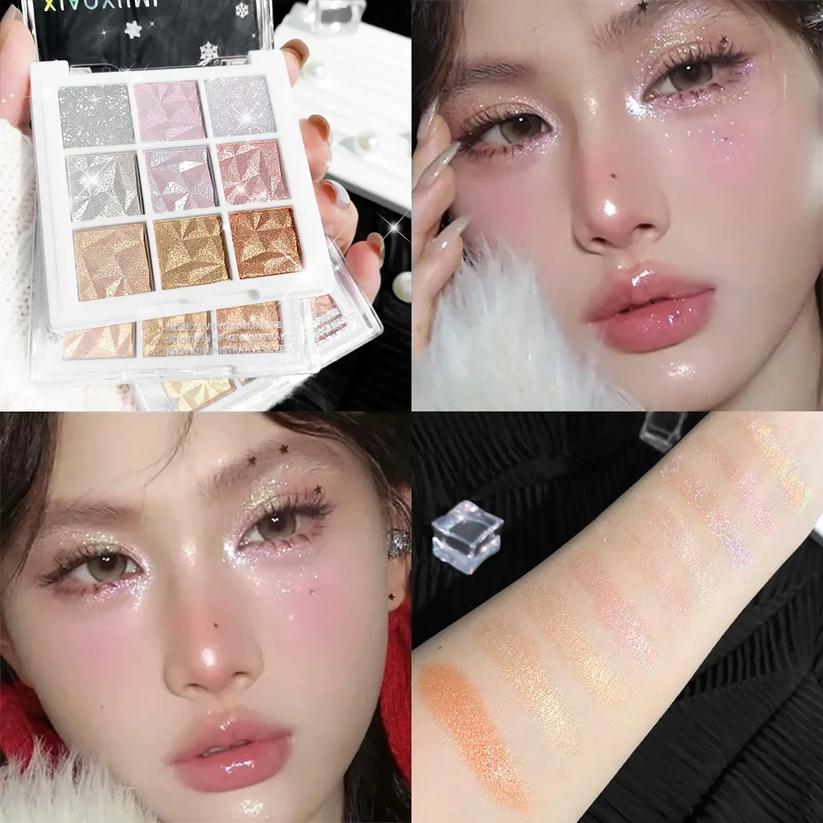 Luxo Shimmer 9 tons - Mistura de tons metálicos e prateados, cor duradoura, natural e brilhante, sombra marrom rosa dourada