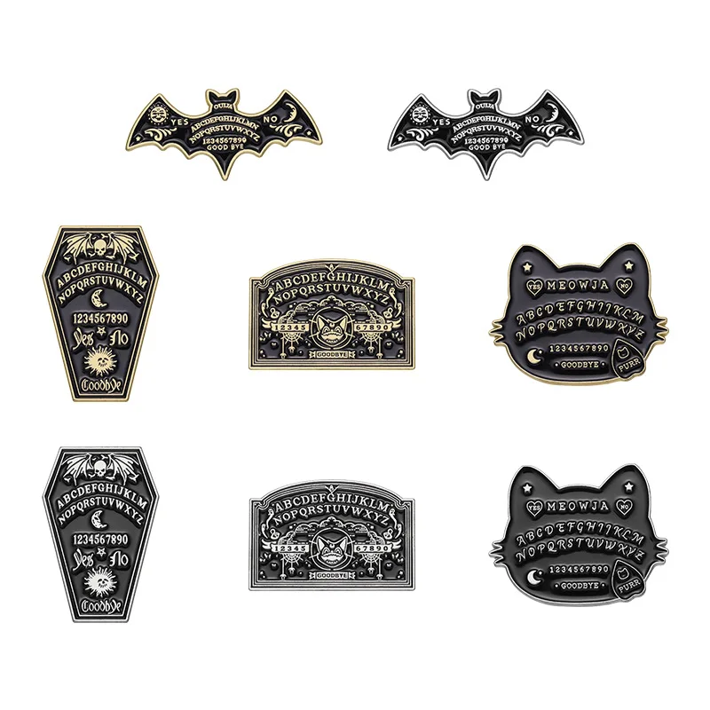 Punk black gold bat shape alloy brooch Personality inspirational English sentence badge Accessory pins wholesale gift to friends