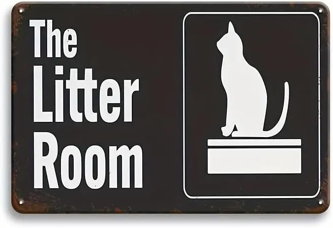 Retro Metal Tin Sign, The Litter Room Vintage Wall Signs Metal Plaque, Funny Cat Office Tin Plate, Home Cafes Office Store  sign