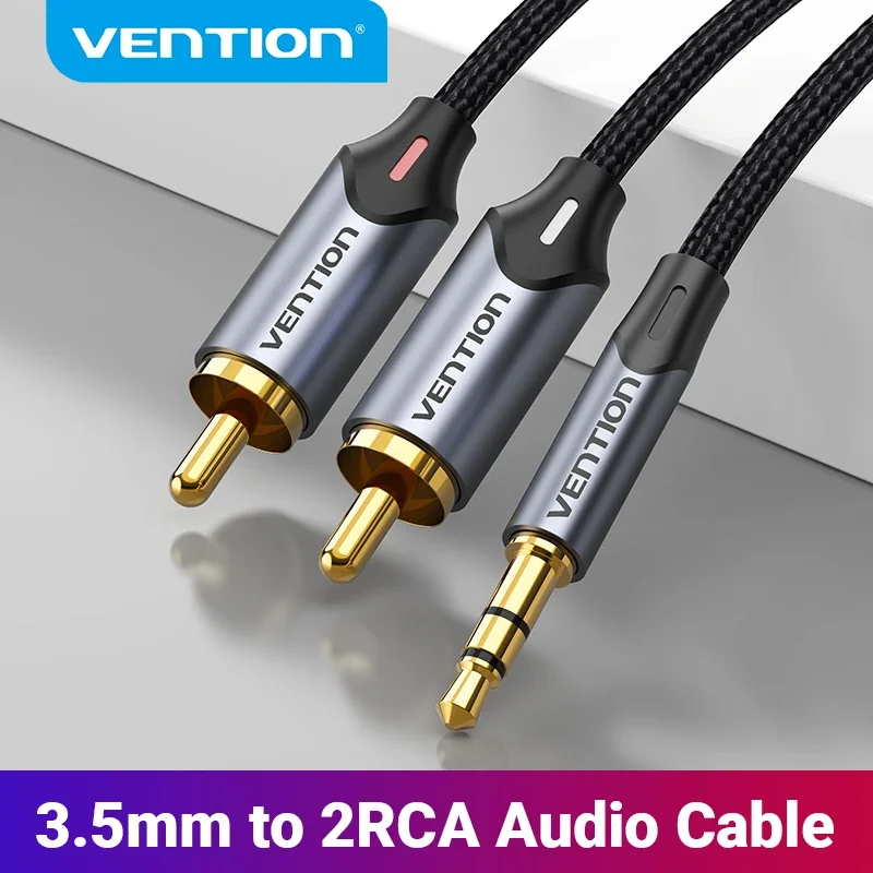 Vention Cable RCA 3,5mm a 2RCA Cable de Audio con conector divisor para amplificador de teléfono inteligente Home Theater 3,5 AUX RCA TV Box Adaptador