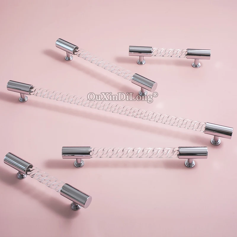 Tiradores de muebles de grano giratorio de latón + acrílico de alta gama, 10 Uds., tiradores de cajones, armario, tocador, TV, bolígrafos