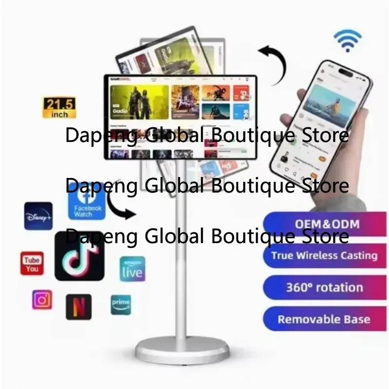 24 Inch Portab-le TV Monit-orTouch Screen S-mart White with Front Camera Por-table S-mart Tvs for Home Business Gaming