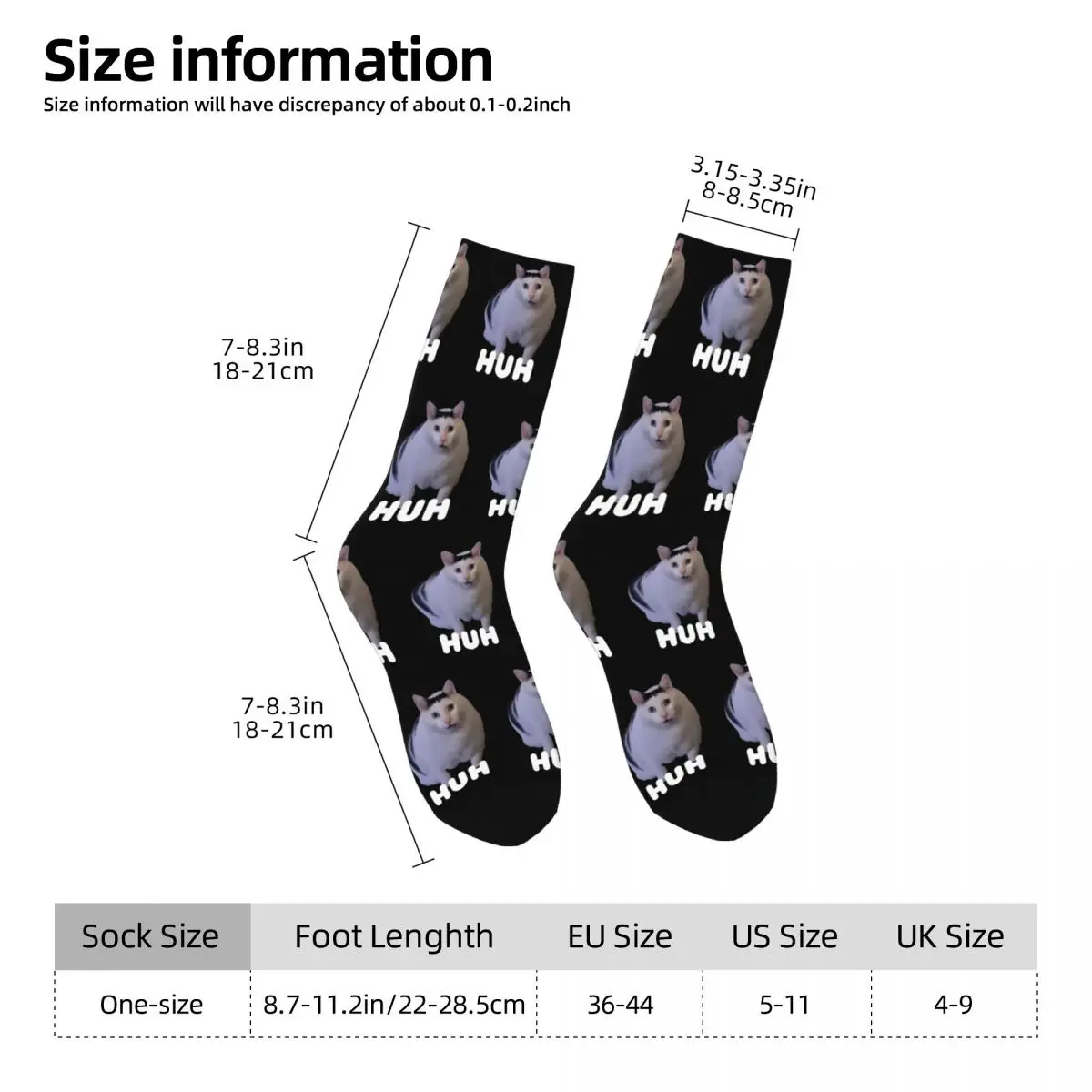 Huh Cat Meme Socks Men Women Polyester Casual Socks Crazy Spring Summer Autumn Winter Stockings Gift