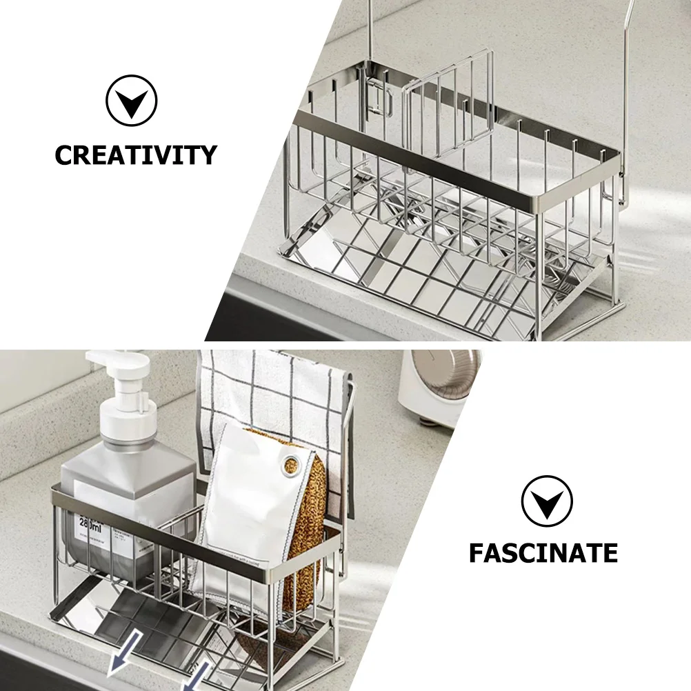 

Stainless Steel Sponge Holder Sink Rack for Kitchen Drain Sponges Detergent Brushes Storage Organizer Accessories